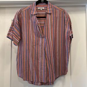 Madewell Rainbow Striped Courier Button-Back Shirt